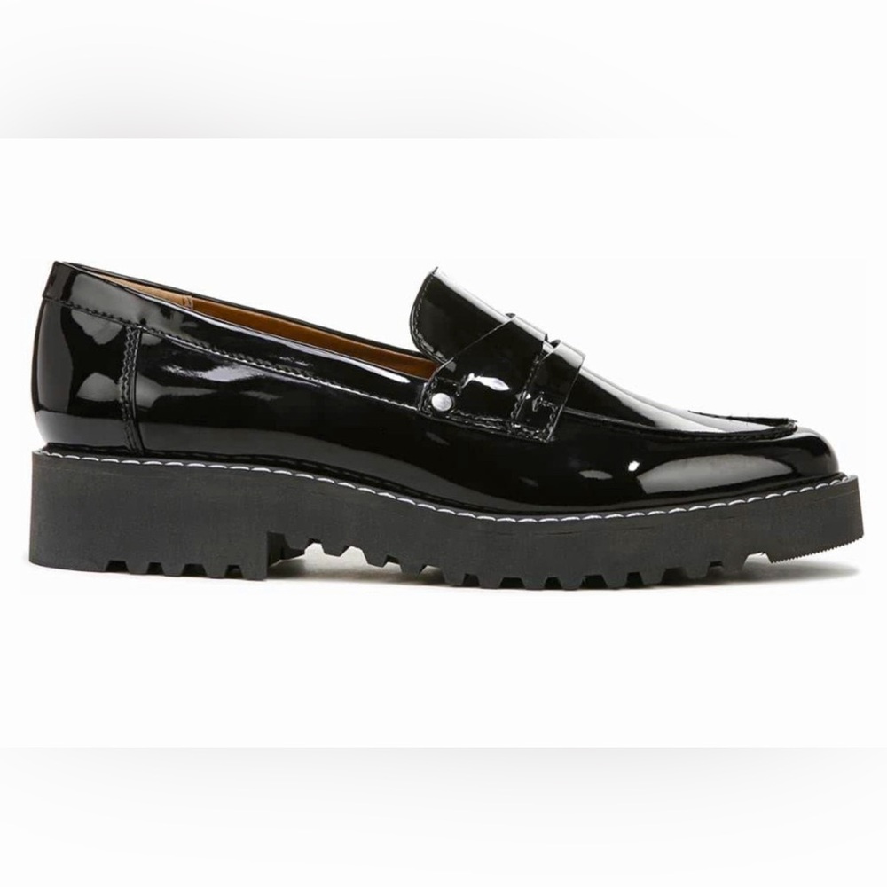 Franco Sarto Black Patent Loafers Cassandra 6.5